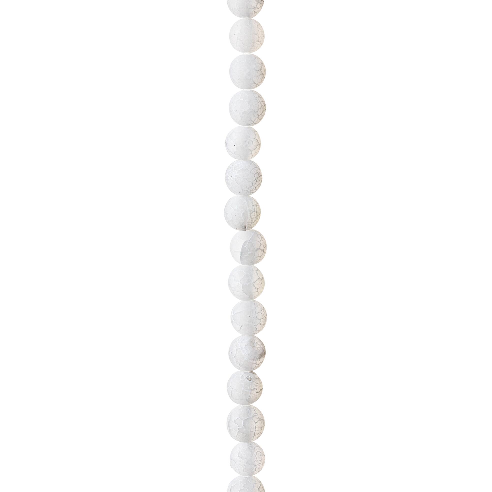 Matte White Crackle Agate Round Beads, 6mm by Bead Landing™
